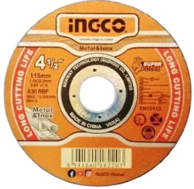 Disco Corte Fino Metal/inox 4-1/2" (115MM) (1.0X22.2MM) (ingco)