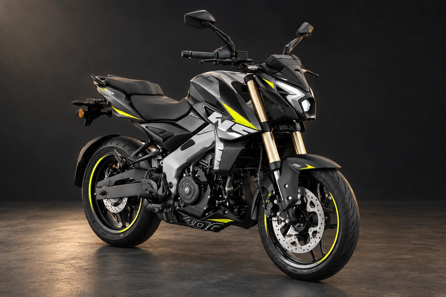 Bajaj Pulsar NS400Z, imagen de estudio creada para el showroom